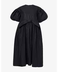 Simone Rocha - Puff-Sleeve Gathered Bow Cotton Midi Dress - Lyst