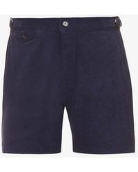 Ralph Lauren Purple Label High-rise Wide Cotton Shorts - Blue