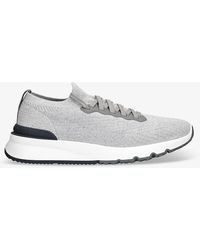Brunello Cucinelli - Brand-embossed Knitted Fabric Low-top Trainers - Lyst
