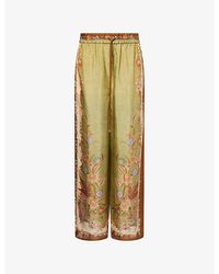 Zimmermann - Indra Wide-Leg Silk Trousers - Lyst