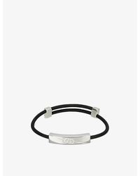 Gucci - Diagonal Engraved-interlocking G Sterling And Leather Bracelet - Lyst