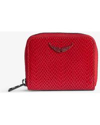 Zadig & Voltaire - Wing-embellished Embossed-leather Zip-around Wallet - Lyst