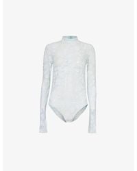 Givenchy - Floral-pattern High-neck Mesh Body - Lyst