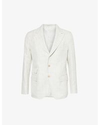 Eleventy - Checked Single-breasted Linen And Wool-blend Jacket - Lyst