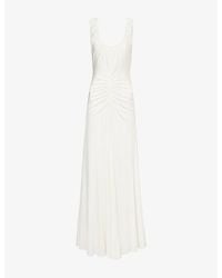 Self-Portrait - Low-Back Ruched Jersey Maxi Dress - Lyst