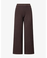 ADANOLA - Logo-Embroidered Wide-Leg Knitted Jogging Bottoms - Lyst