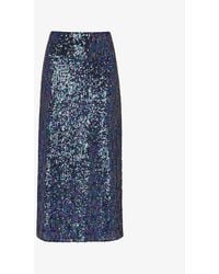 Whistles - Sally Sequin-embellished Stretch Midi Skirt, Size: - Lyst