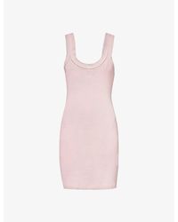 Alexander Wang - Brand-embossed Slim-fit Stretch-cotton Mini Dress - Lyst