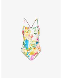 Seafolly - Ciao Bella Graphic-print Stretch-recycled Nylon Swimsuit - Lyst