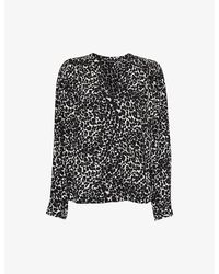 Whistles - Shadow Leopard-print Woven Blouse - Lyst