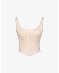 House Of Cb - Mimi Embroidered Satin Corset Top Xs (A-C Cup) - Lyst