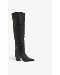 AllSaints - Reina Pointed-toe Knee-high Leather Boots - Lyst