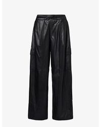 Yves Salomon - Wide-leg Mid-rise Relaxed-fit Leather Cargo Trousers - Lyst