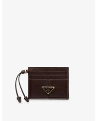 Prada - Triangle-Logo Leather Card Holder - Lyst