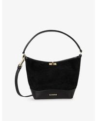 Sandro - Tangoso Small Suede And Leather Bucket Bag - Lyst