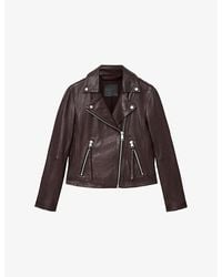 AllSaints - Dalby Regular-Fit Cropped Leather Biker Jacket - Lyst