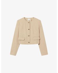 Claudie Pierlot - Round-Neck Cropped Linen-Blend Jacket - Lyst