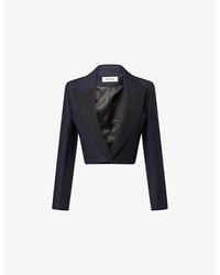 RÓHE Frames - Cropped Peak-Lapel Wool Blazer - Lyst