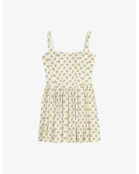 Maje - Floral-Print Flared Lyocell-Blend Mini Dress - Lyst