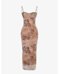 House Of Cb - Aiza Floral-print Stretch-mesh Maxi Dres - Lyst