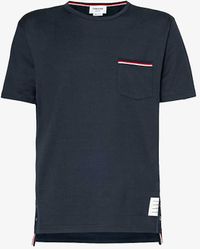 Thom Browne - Striped-trim Brand-patch Cotton-jersey T-shirt Xx - Lyst