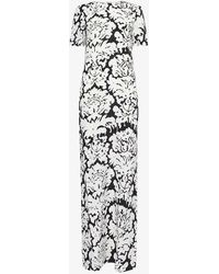 Alexander McQueen - Floral-print Round-neck Silk Maxi Dress - Lyst