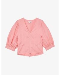 Reiss - Evie Balloon-Sleeve Linen Top - Lyst