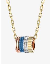 Boucheron - Quatre Edition 18Ct, And Rose- Ceramic And 0.17Ct Diamond Pendant Necklace - Lyst