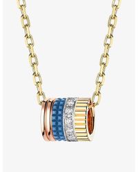 Boucheron - Quatre Edition 18Ct, And Rose- Ceramic And 0.17Ct Diamond Pendant Necklace - Lyst