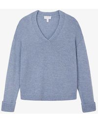 The White Company - V-neck Relaxed-fit Wool And Alpaca-blend Jumper - Lyst