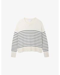 The White Company - Striped Round-Neck Cotton-Blend Jumper - Lyst
