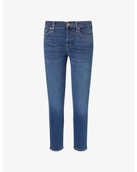 7 For All Mankind - The Ankle Skinny Cotton-Blend Denim Jeans - Lyst