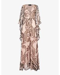 Etro - Paisley-pattern V-neck Silk Maxi Dress - Lyst