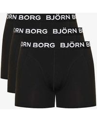 Björn Borg - Pack 1 Pack Of Three Essential Branded-waistband Regular-fit Stretch-cotton Boxers Xx - Lyst