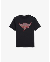 Zadig & Voltaire - Edwin Rhinestone-Embellished Cotton-Jersey T-Shirt - Lyst