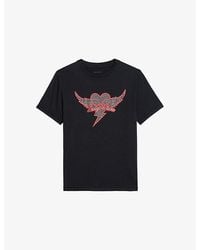Zadig & Voltaire - Edwin Rhinestone-Embellished Cotton-Jersey T-Shirt - Lyst