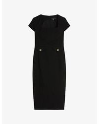 Ted Baker - Josiaad Square-neck Stretch-woven Midi Dress - Lyst