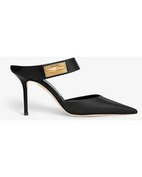 Jimmy Choo - Nell Brand-plaque Leather Heeled Mules - Lyst
