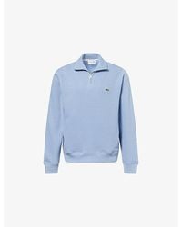 Lacoste - Embroidered-Logo Half-Zip Cotton-Knit Sweatshirt - Lyst