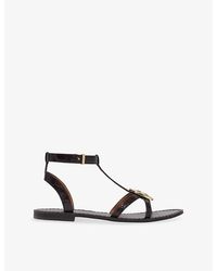 Maje - Hardware Flat Leather Sandals - Lyst