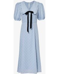 Reformation - Buchanan Bow-embellished Crepe Midi Dress - Lyst