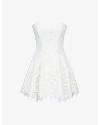 House Of Cb - Jemima Broderie-Anglaise Woven Mini Dress Xs (A-C Cup) - Lyst