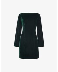 Whistles - Square-Neck Flare-Sleeve Velvet Mini Dress - Lyst