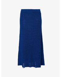 Song For The Mute - Distressed Wool-blend Knitted Midi Skirt - Lyst