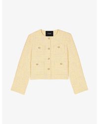 Maje - Short Metallic-Tweed Cotton-Blend Jacket - Lyst
