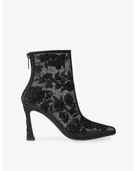 KG by Kurt Geiger - Transform Embroidered Woven Heeled Ankle Boots - Lyst