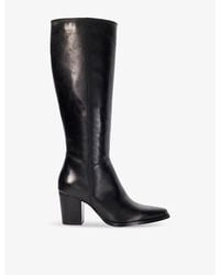 Dune - Silahs Block-Heel Leather Knee-High Boots - Lyst