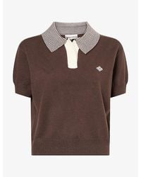 The Couture Club - Short-Sleeve Knitted Polo Top - Lyst