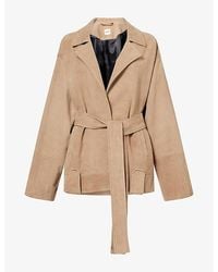 KHAITE - Alder Belted Suede Jacket - Lyst