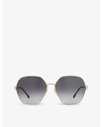 Gucci - gg1335s Rectangle-frame Metal Sunglasses - Lyst